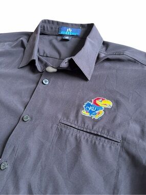 Vansport Men’s Kansas Jayhawks Button Up Shirt Size L Poly/Spandex Blend